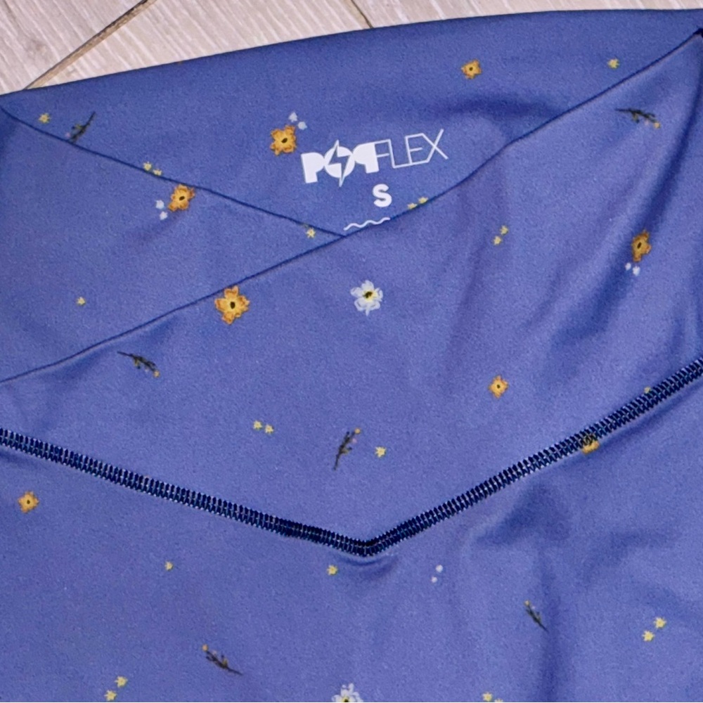 POPFLEX Blue Floral High-Waist Leggings